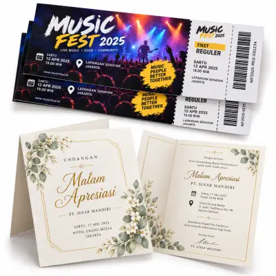 Cetak Undangan Custom / Tiket Art Carton